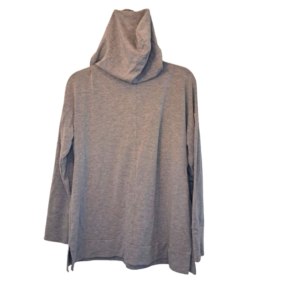 Cable & Gauge Gray Grommets Lace-Up Neck Hooded Pullover Sweatshirt Size Large - Picture 3 of 6